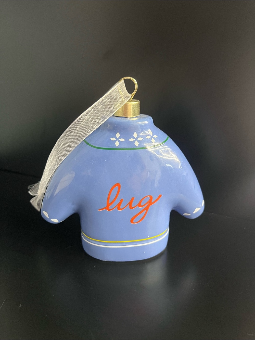 lug Lavender Ceramic Sweater Ornament with Gold Top